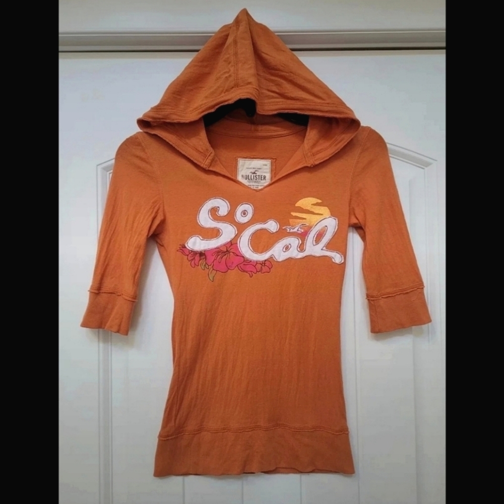 Orange Hooded Hollister Shirt